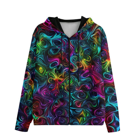 Men's Zip Up Hoodie Swirling shapes and Vibrant Colors