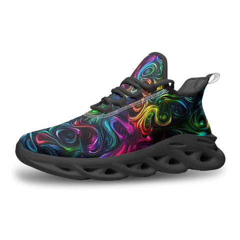 Sports Mesh Sneakers Swirling shapes and Vibrant Colors
