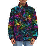 Down-Padded Puffer Jacket Swirling shapes and Vibrant Colors