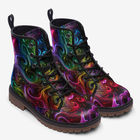 Leather Boots Swirling shapes and Vibrant Colors