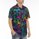 Men's Polo Shirt Swirling shapes and Vibrant Colors