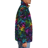 Down-Padded Puffer Jacket Swirling shapes and Vibrant Colors