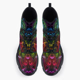 Casual Leather Chunky Boots Swirling shapes and Vibrant Colors