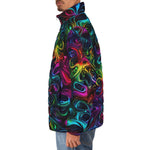 Down-Padded Puffer Jacket Swirling shapes and Vibrant Colors