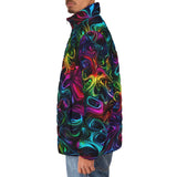 Down-Padded Puffer Jacket Swirling shapes and Vibrant Colors