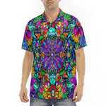 Men's Polo Shirt Bright Colors Flower and Crystals