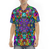 Men's Polo Shirt Bright Colors Flower and Crystals