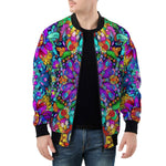 Bomber Jacket Bright Colors Flower and Crystals