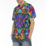 Men's Polo Shirt Bright Colors Flower and Crystals