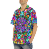 Hawaiian Shirt Bright Colors Flower and Crystals