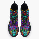 Casual Leather Chunky Boots Bright Colors Flower and Crystals