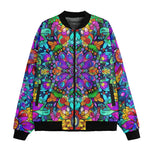 Bomber Jacket Bright Colors Flower and Crystals