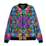 Bomber Jacket Bright Colors Flower and Crystals