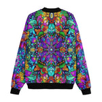 Bomber Jacket Bright Colors Flower and Crystals