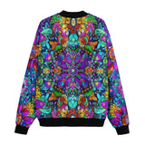 Bomber Jacket Bright Colors Flower and Crystals