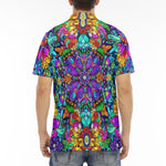 Men's Polo Shirt Bright Colors Flower and Crystals