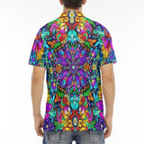 Men's Polo Shirt Bright Colors Flower and Crystals