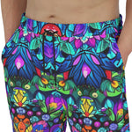 Men's Sweatpants Bright Colors Flower and Crystals