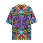 Hawaiian Shirt Bright Colors Flower and Crystals