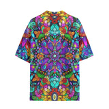 Hawaiian Shirt Bright Colors Flower and Crystals