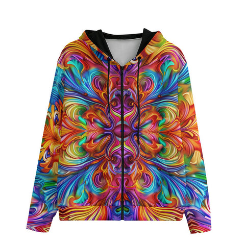 Men's Zip Up Hoodie Vibrant Rainbow Colors