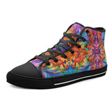 High-Top Canvas Shoes Vibrant Rainbow Colors