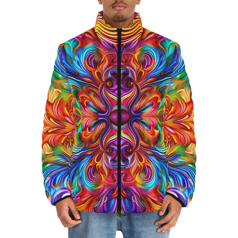 Down-Padded Puffer Jacket Vibrant Rainbow Colors