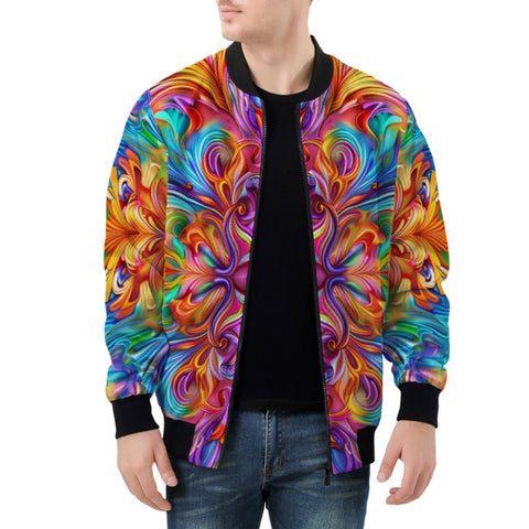 Bomber Jacket Vibrant Rainbow Colors