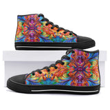 High-Top Canvas Shoes Vibrant Rainbow Colors