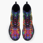 Casual Leather Chunky Boots Vibrant Rainbow Colors