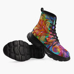 Casual Leather Chunky Boots Vibrant Rainbow Colors