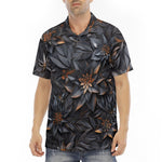 Men's Polo Shirt Gothic Floral and Leaves Ornament