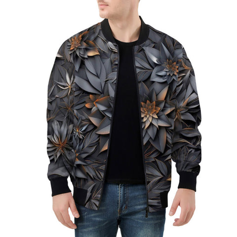 Bomber Jacket Gothic Floral and Leaves Ornament