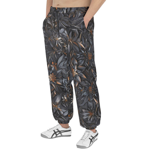 Men's Sweatpants Gothic Floral and Leaves Ornament