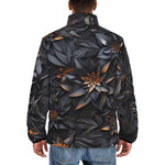 Down-Padded Puffer Jacket Gothic Floral and Leaves Ornament