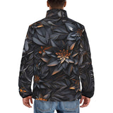 Down-Padded Puffer Jacket Gothic Floral and Leaves Ornament