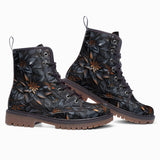 Leather Boots Gothic Floral and Leaves Ornament