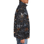 Down-Padded Puffer Jacket Gothic Floral and Leaves Ornament
