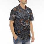 Men's Polo Shirt Gothic Floral and Leaves Ornament