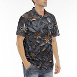 Men's Polo Shirt Gothic Floral and Leaves Ornament