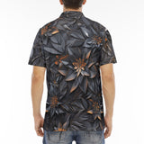 Men's Polo Shirt Gothic Floral and Leaves Ornament