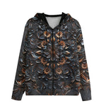 Men's Zip Up Hoodie Gothic Floral Ornament