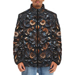 Down-Padded Puffer Jacket Gothic Floral Ornament