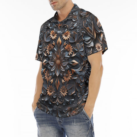 Men's Polo Shirt Gothic Floral Ornament