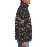 Down-Padded Puffer Jacket Gothic Floral Ornament