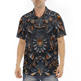 Men's Polo Shirt Gothic Pattern Carved Wood and Copper