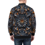 Bomber Jacket Gothic Pattern Carved Wood and Copper
