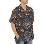 Hawaiian Shirt Gothic Pattern Carved Wood and Copper