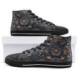 High-Top Canvas Shoes Gothic Pattern Carved Wood and Copper