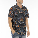Men's Polo Shirt Gothic Pattern Carved Wood and Copper